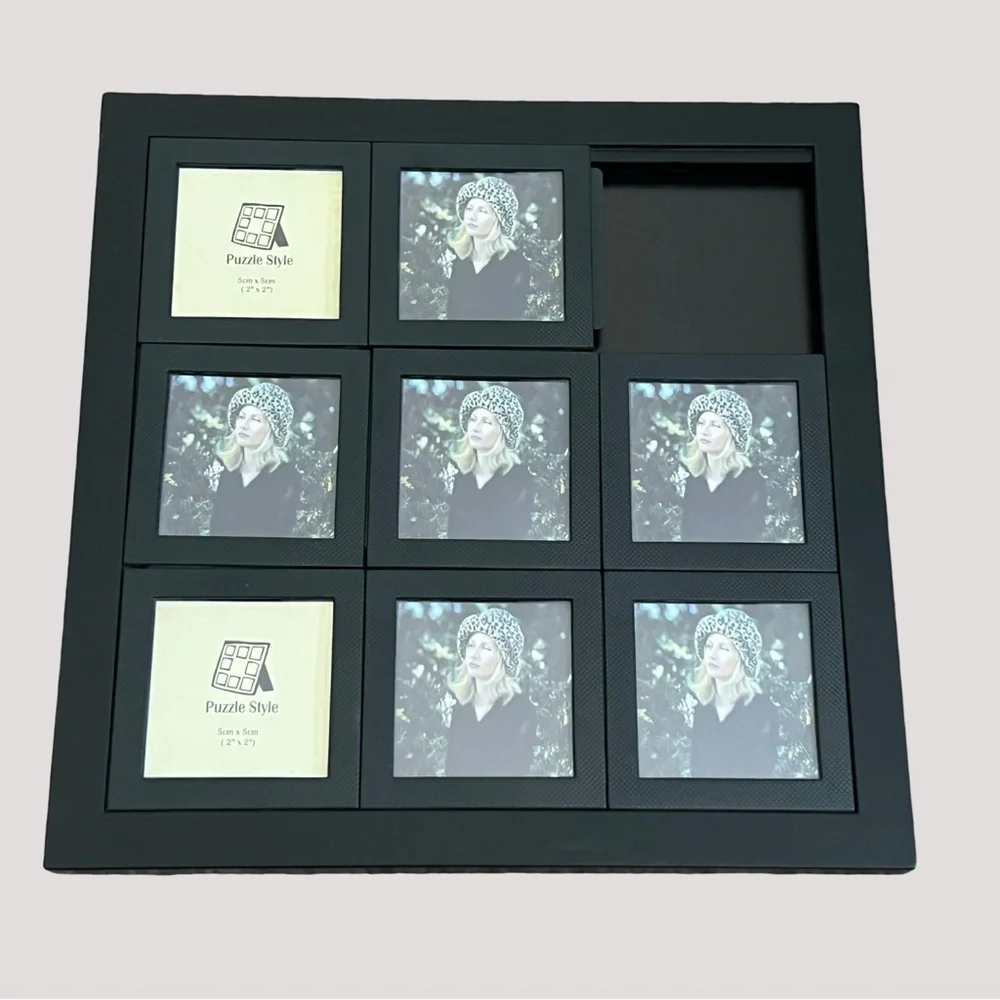 Black Multi-Photo Puzzle Table Frame fits 8 2x2 Photos